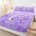 thumbnail image 3 of Manfei Initial Ombre Butterfly C 4-Piece Full Size Sheets for Female Men Women,Purple Bling Glitter Bed Sheets,Dreamy Princess Lightweight Sheet Sets,Microfiber Bedroom Decor, 3 of 7