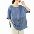 thumbnail image 1 of V Cuello Blusas para las Mujeres, de Moda Retro Bordado Cuello Redondo Cinco Cuartos de Manga para el Uso Casual, 1 of 3
