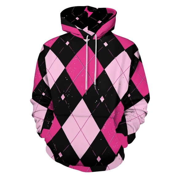 Pink Black Diamond Pattern Textured Background 3D Print Hoodie Men Women Autumn Thin Pullover Sweatshirt Vintage Streetwear Tops