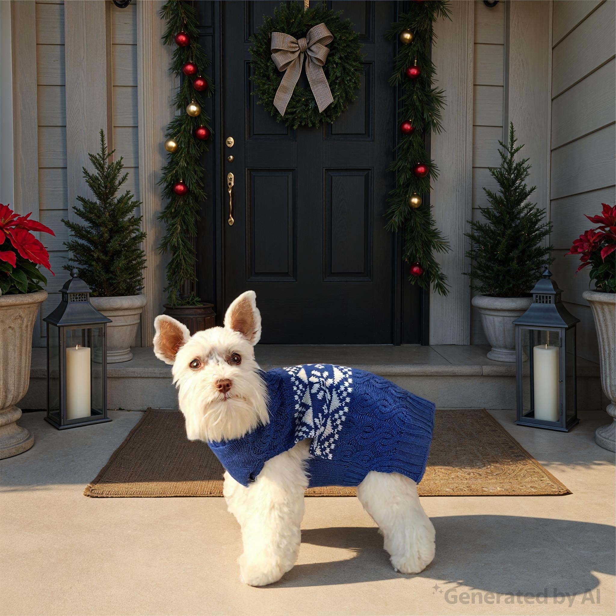 Vibrant Life Holiday Pet Sweater for Cats & Dogs, Snowflakes, Blue, Extra Small