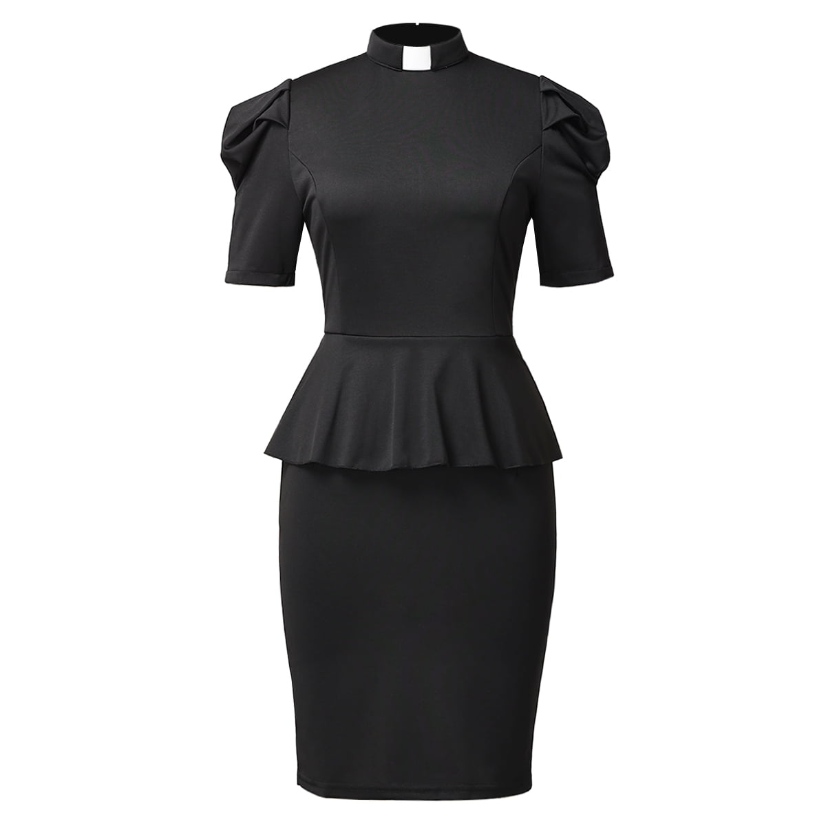 GRACEART Women Clergy Dress Pastor Priest Clerical Peplum Dress with