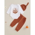 thumbnail image 2 of Suealasg Baby Boys Girls Thanksgiving Clothes Long Sleeve Turkey Print Romper Long Pants Hat Sets 3 6 12 18 Months Infant Boys Girls 3Pcs Spring Fall Pants Set Outfits, 2 of 7