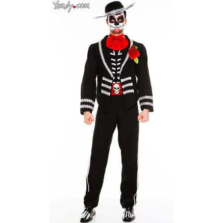 Men's Day Of The Dead Mariachi Costume, Mexican Day Of The Dead Costume