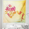 thumbnail image 1 of Saying Tapestry, Be Happy and Smile Message with a Silhouette Boy Carrying Flag Bokeh Style Circles, Fabric Wall Hanging Decor for Bedroom Living Room Dorm, 5 Sizes, Multicolor, by Ambesonne, 1 of 1