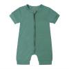 thumbnail image 1 of Toddler Girls Rompers Summer Solid Zipper Sleeper Jumpsuit Short Sleeve Onesie Outfits Dark Green Boy Girl Bodysuit Clothes, 1 of 3