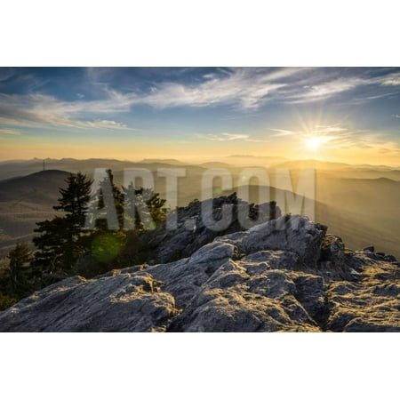 Grandfather Mountain Appalachian Sunset Blue Ridge Parkway Western Nc North Carolina Photo Print Wall Art By