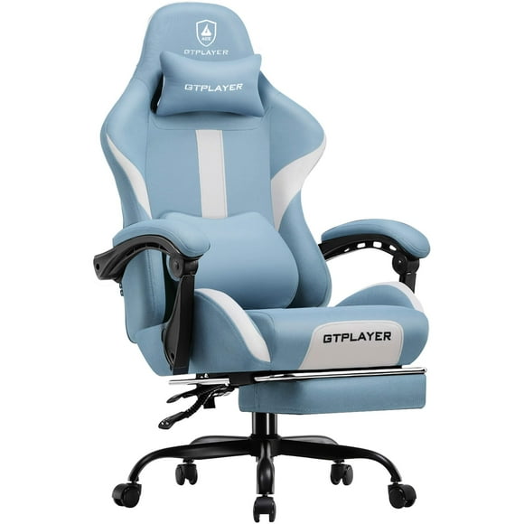 Silla ergonómica GTRACING para oficina con reposapiés, color azul brumoso