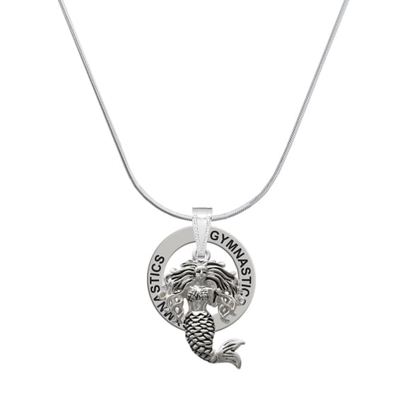 Delight Jewelry Silvertone Mermaid Gymnastics Ring Charm Necklace, 18"