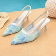 thumbnail image 5 of Tqyyweavej Women's Heels Lace Breathable Pointed Closed Toe Gladiator Mules Versatile Ankle Strap Kitten Heel Sandals for Women, 5 of 10