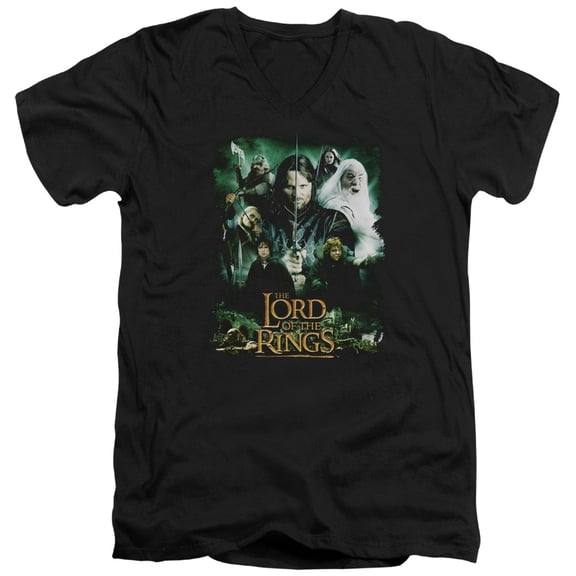 Lord of the Rings Hero Group S/S Adult V-Neck 30/1 T-Shirt Black
