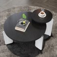 thumbnail image 5 of S-HOME Multi-Purpose Round Coffee Table and End Table Set with Sintered Stone Legs 32.68" & 16.93" Diameter for Home for Living Room, Black, 5 of 19