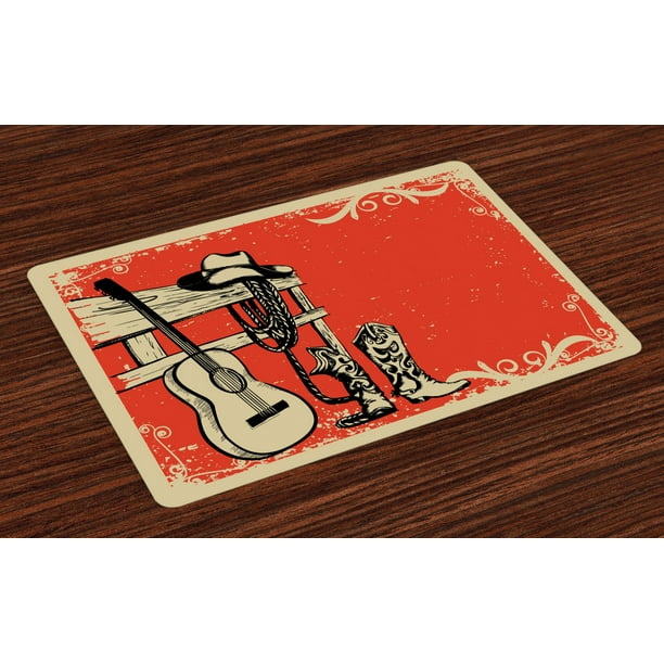 Western Placemats Set of 4 Image of Wild West Elements with Country