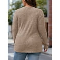 thumbnail image 5 of FlorCurve Plus Size Sweater for Women Long Sleeve Crew Neck Pullover Sweaters Casual Tunic Tops, Khaki 4XL, 5 of 7