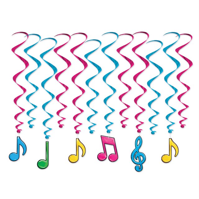 Remolinos de notas musicales The Beistle Company Neón 53409-N Paquete de 6