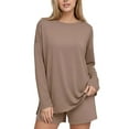 thumbnail image 2 of UQJfacai Womens Oversized Long Sleeve T Shirts Crewneck Basic Tees Spring Summer Side Split Casual Gym Workout Y2K Tops S-3XL, 2 of 7