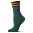 thumbnail image 2 of MeMoi Women's Ribbed Cotton Rich Striped Cuff Crew Sock - Womens - Female, 9-11, Forest Green, 2 of 6
