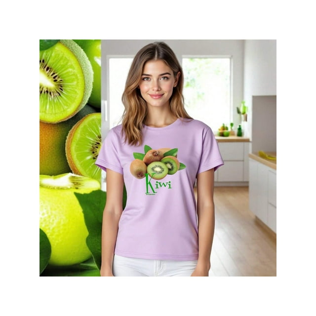Playera Blusa De KIWI – Estilo Tropical que Te Llena de Vida Ropa Para Mujer Color Lila Talla Grande Marca Emil SaEs