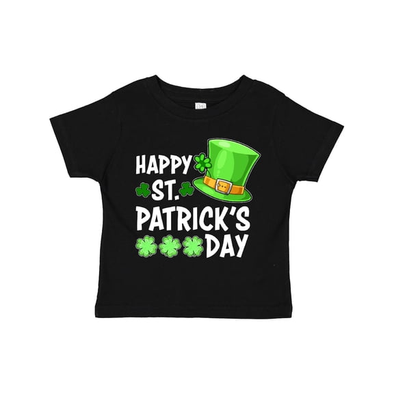 Inktastic Happy St. Patrick's Day Green Hat and Clovers Boys or Girls Toddler T-Shirt