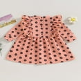 thumbnail image 4 of Kids Girls Dress Floral Print Ruffles Crew Neck Long Sleeve Dress, 4 of 8