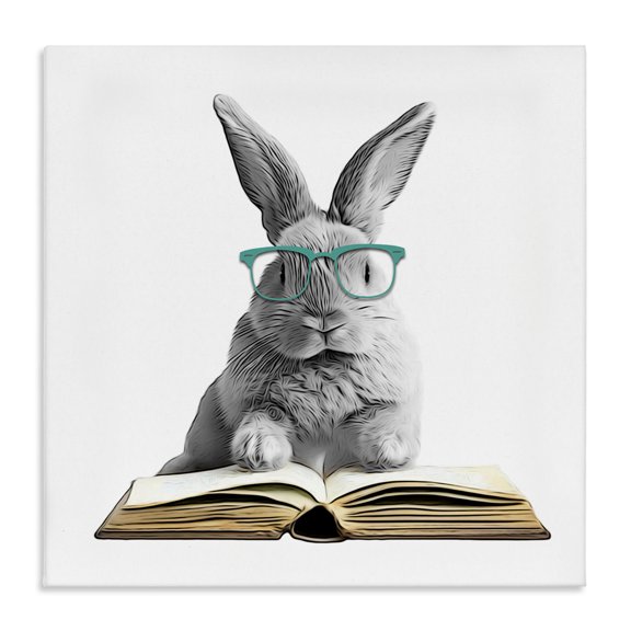 Stupell Industries Contemporary Bunny Reading Book Canvas Art, 30 x 30, by Annalisa Latella