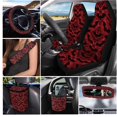 thumbnail image 2 of Qpednta 15Pcs Red Gothic Bat Car Seat Covers Full Set Accessories, Steering Wheel Cover, Seatbelt Pads, Trash Bin, Car Coasters, Rear View Mirror Cover, Easy to Install, Universal Fit, 2 of 7