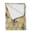 thumbnail image 2 of Bee Soft Flannel Fleece Throw Blanket, Eco-Friendly Beekeeping Theme Honeycomb Cells and Bee Silhouettes Illustration, Cozy Plush for Indoor and Outdoor Use, 60" x 80", Sage Green Beige, by Ambesonne, 2 of 5