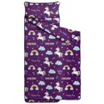 thumbnail image 2 of Unicorn and Rainbow Purple Pattern Teens Toddler Nap Mat with Pillow, Sleeping Mat Bag for Preschool Daycare 59"x22", 2 of 6