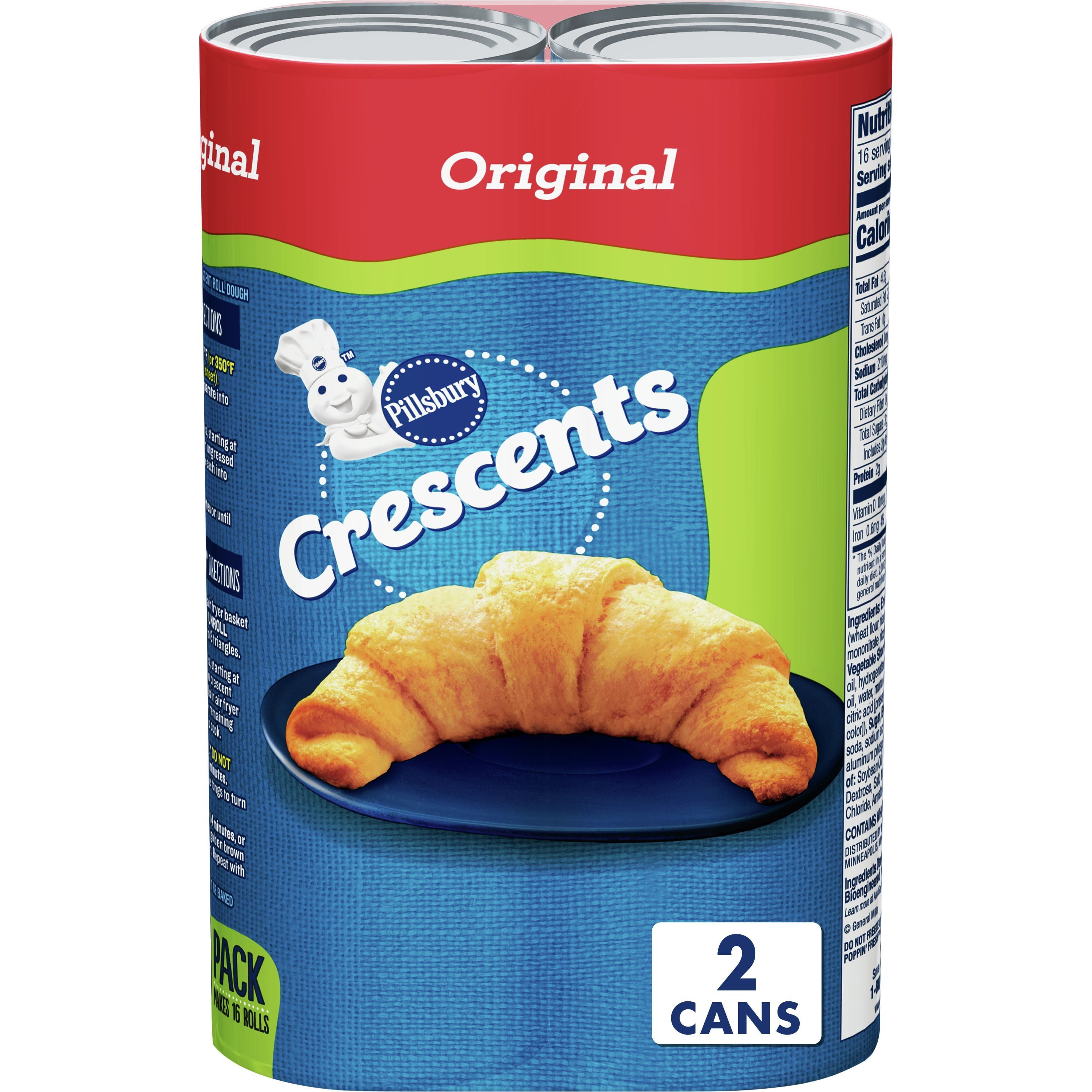 Pillsbury Crescents, Original Refrigerated Dough, 2Pack, 16 Rolls, 16