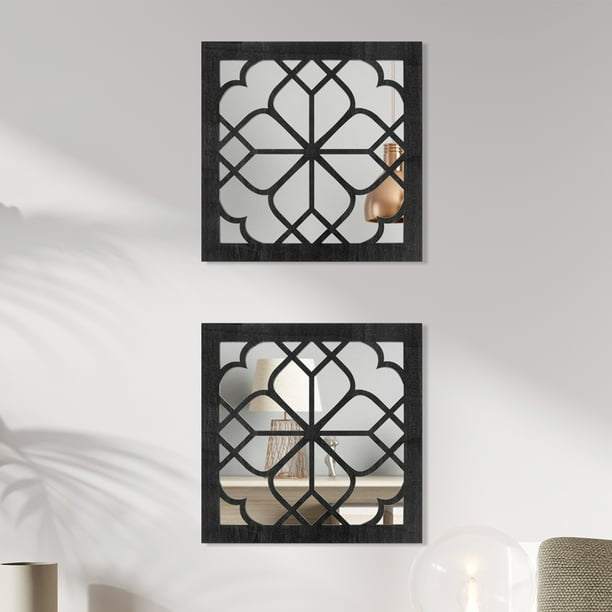 Tzgsonp 2Pcs Square Wall Mirror Decor ,Vintage Rustic Square Mirror