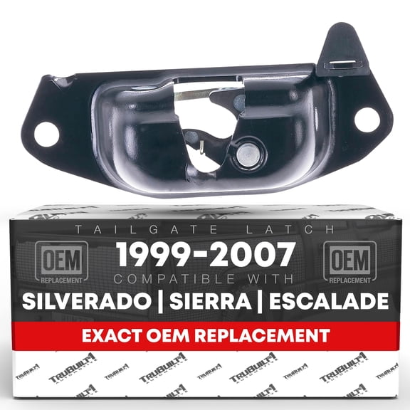 Tailgate Latch, Rear Left - Compatible with 1999-2007 Chevrolet Silverado 1500, 2500, 3500; 02-06 Avalanche; 99-07 GMC Sierra 1500, 2500, 3500; 02-06 Cadillac Escalade, ESV, EXT - Metal - OEM 1592194