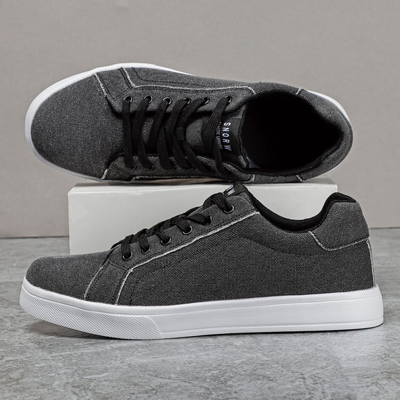 [Trendy Sneakers] Urban Trendy Breathable Casual Sneakers for Men | Lace-Up Canvas Shoes with EVA Sole, Ideal for Spring/Summer/Fall