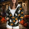 thumbnail image 5 of Towmus Women Long Sleeve Halloween Graphic Crewneck Tops Casual Zip Up Hooded Sweatshirts, 5 of 6