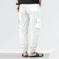 thumbnail image 6 of YLSDY Men's Casual Cargo Jogger Pants with Elastic Waistband Drawstring Cotton Linen Sports Pants with Pockets White L, 6 of 6