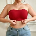 thumbnail image 3 of Byworldtasic Womens Strapless Seamless Wireless Bra Scalloped Edge Front Hook Bandeau Bra Non‑Slip Invisible Comfort Bralette, 3 of 6
