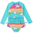 thumbnail image 3 of GYRATEDREAM Girls Rash Guard Long Sleeve Swimsuits One Piece Swimsuits UPF 50+ Beach Swimwear Bathing Suits for 4-5 Years, 3 of 9