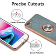 thumbnail image 3 of Electroplated Magnetic Ring Holder Case, 360 Degree with Rotation Metal Finger Ring Holder Magnet Car Holder Soft Silicone Cover for iPhone SE(5G) 2022 iPhone 7 iPhone 8 iPhone SE 2020 - Gray, 3 of 7