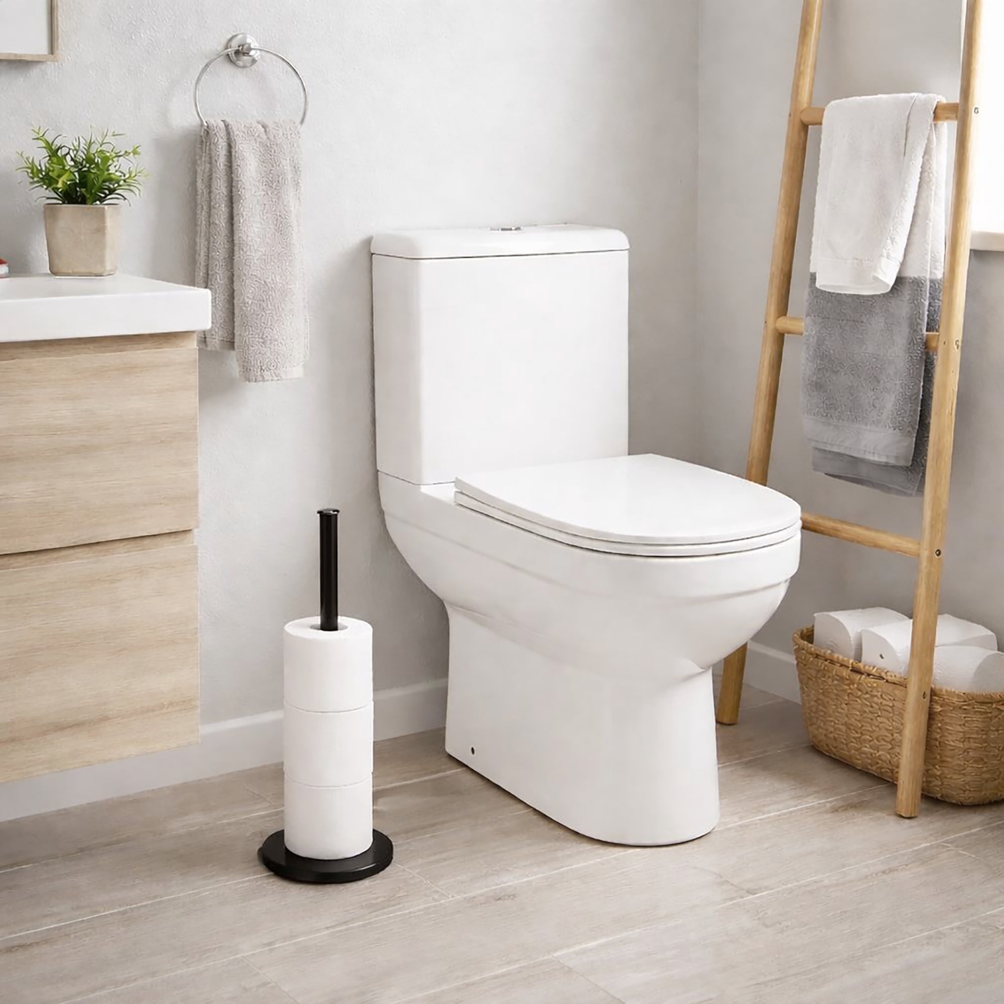 Black Toilet Paper Holder Stand