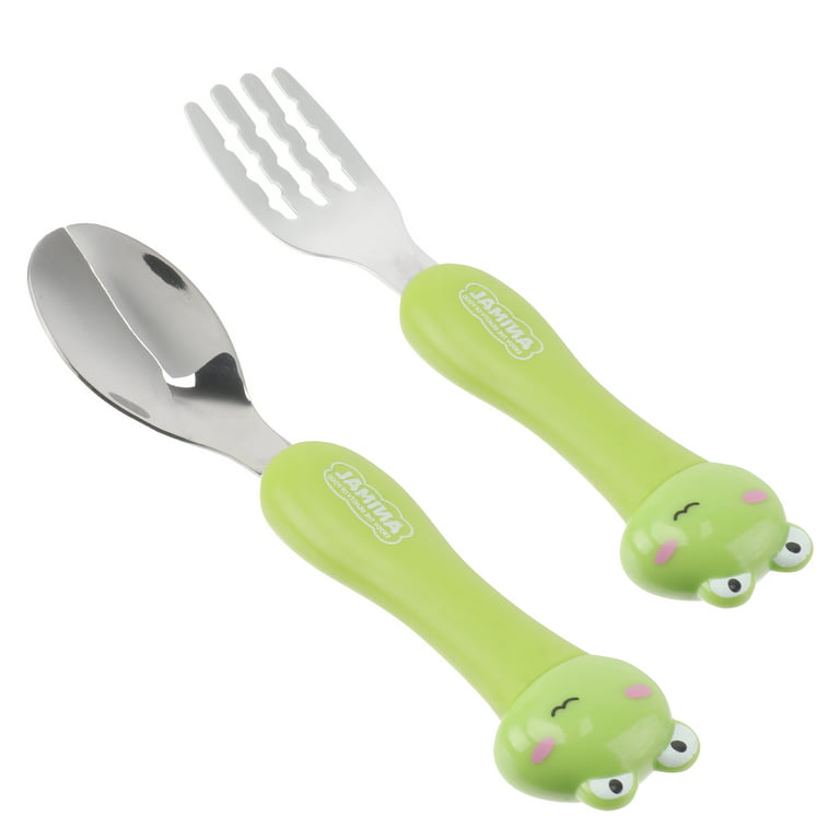 PandaEar 4 Set Baby Toddler Silicone Stainless Steel Utensils Silverware  Spoon Fork for Baby Toddler BPA Free with Silicone Holding Anti-Choke  Design (Pink&Grey) - Yahoo Shopping