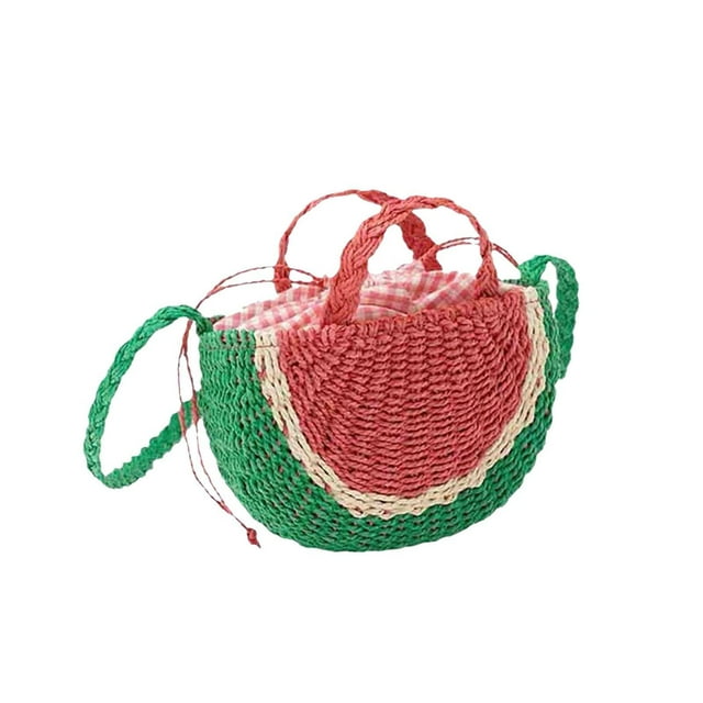 Bolso de sandía, bolso tejido, bolso de viaje elegante y encantador, bolso cruzado, forma de fruta de verano para niñas de playa de verano diarias