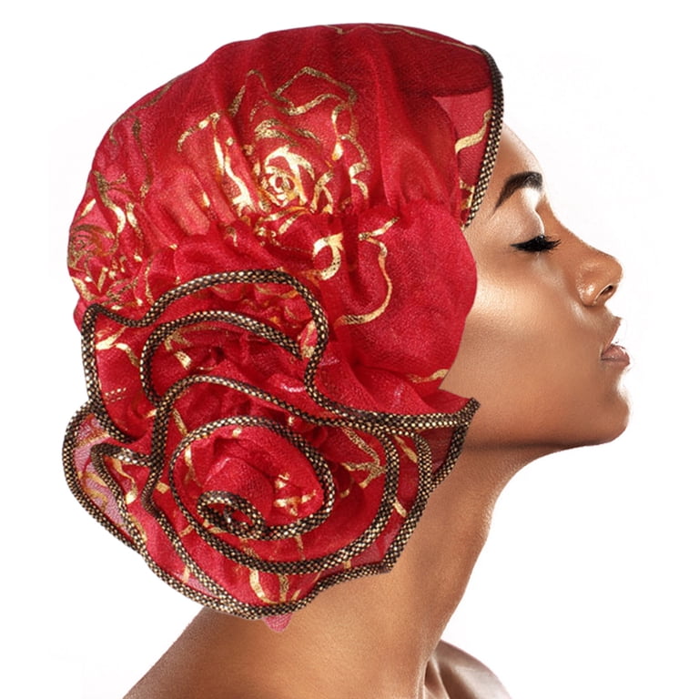 5pcs Elegant Floral Lace Headscarf Women Big Flower Elastic  display picture 1