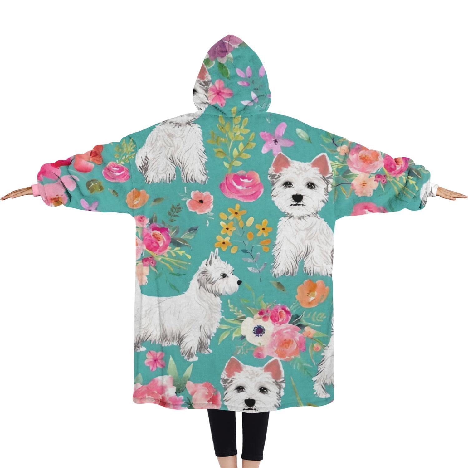 Oversized Wearable Blanket Hoodie,Schnauzer Dogs Sherpa Blanket Hoodie with Super Pockets,Super Warm Fuzzy Pullover for Women & Men
