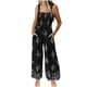 thumbnail image 2 of Karight Women's Casual Loose Overalls Jumpsuits Floral One Piece Square Neck Shirred Pants with Pockets, 2 of 6