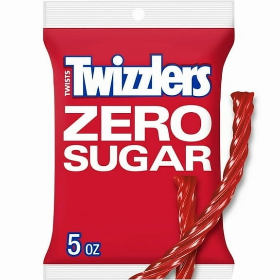 Twizzlers Zero Sugar Twists Strawberry Flavored Licorice Style Candy, Bag 5 oz pack of 3