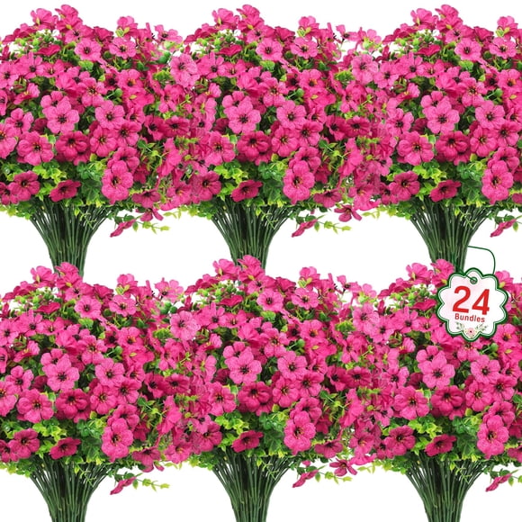 Flores artificiales Ouddy Decor, 24 paquetes, rosa roja
