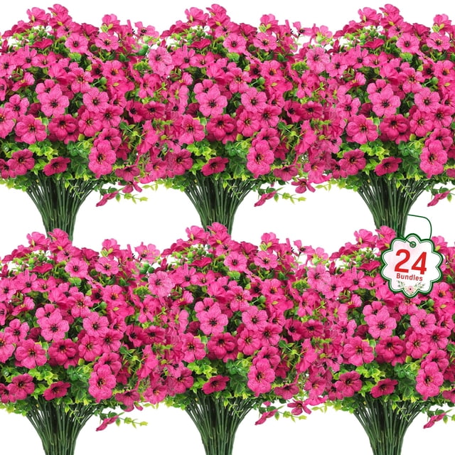 Flores artificiales Ouddy Decor, 24 paquetes, rosa roja
