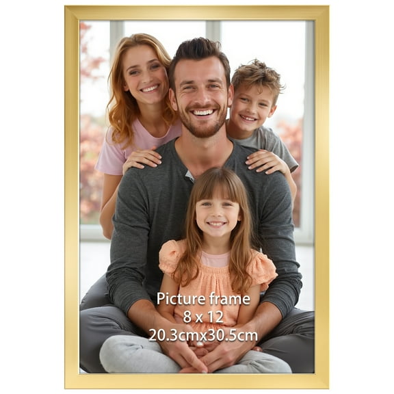 MEBRUDY 8x12 Picture Frame, 8 by 12 Photo Frame for Wall Tabletop Display, Single, Gold