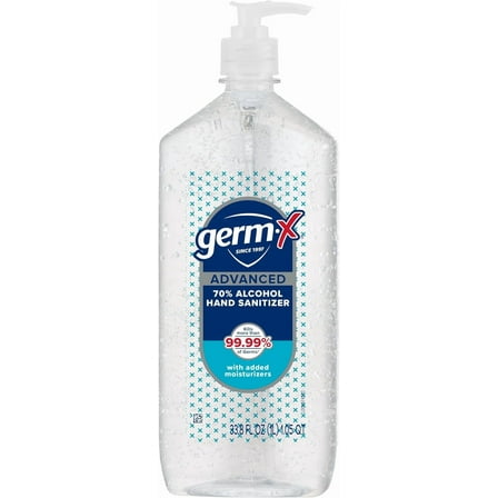Germ-X Advanced Hand Sanitizer with Pump, Alcohol & Moisturizers, Original Fresh Scent, 33.8 fl oz.