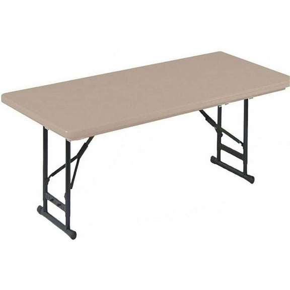 Pemberly Row Adjustable H-D Plastic Blow-Molded Folding Table - Mocha Brown