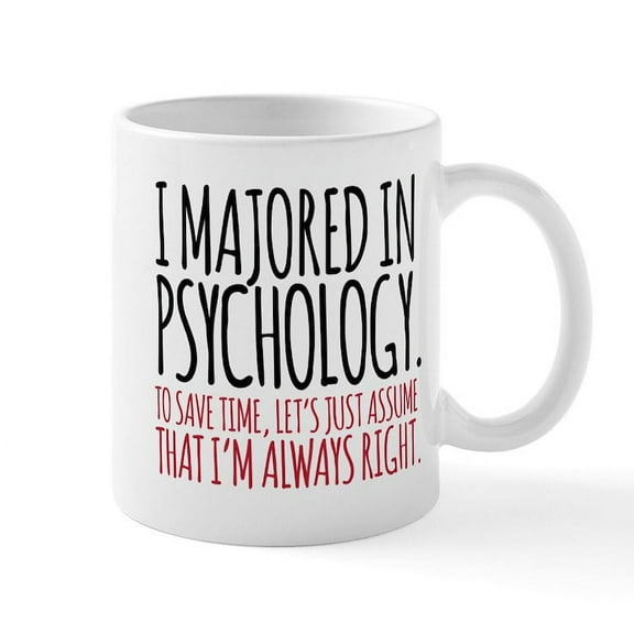 CafePress - Majored In Psychology Mugs - 11 oz Ceramic Mug - Novelty Coffee Tea Cup