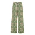 thumbnail image 6 of WTOBBY Women's Floral Print Wide Leg Pants with Deep Pockets, High Waist Drawstring Comfort Trousers for Casual and Outdoor Wear,Army Green L, 6 of 6